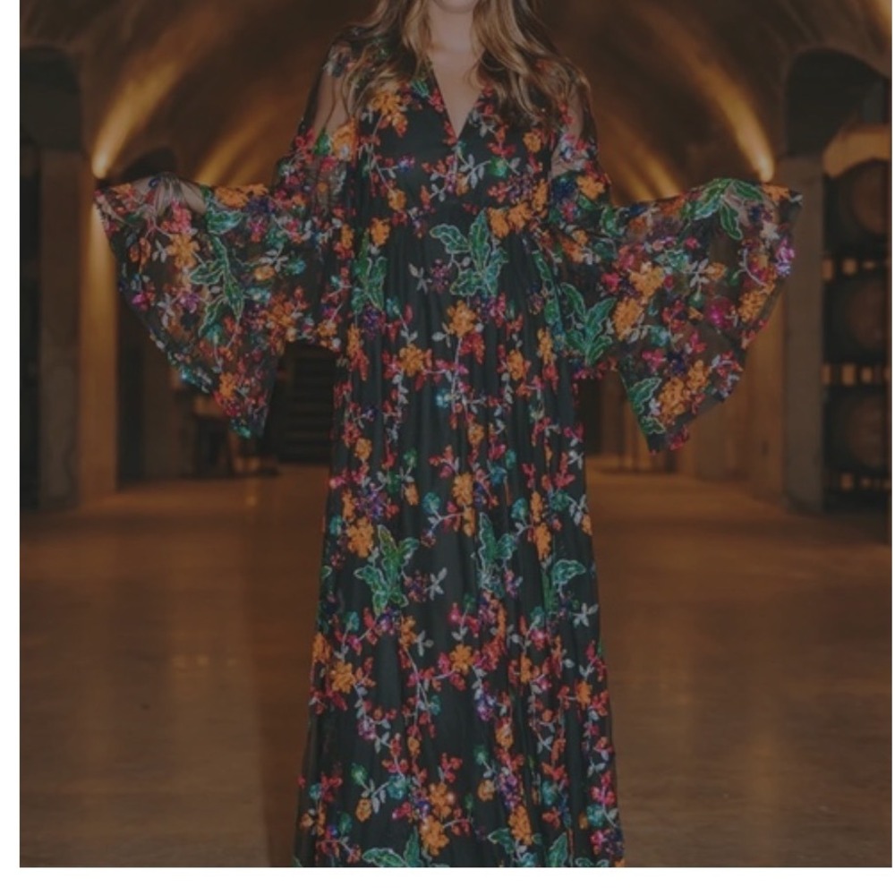 NWT Buddy Love Black Floral Sequin Maxi Dress - Picture 4 of 16